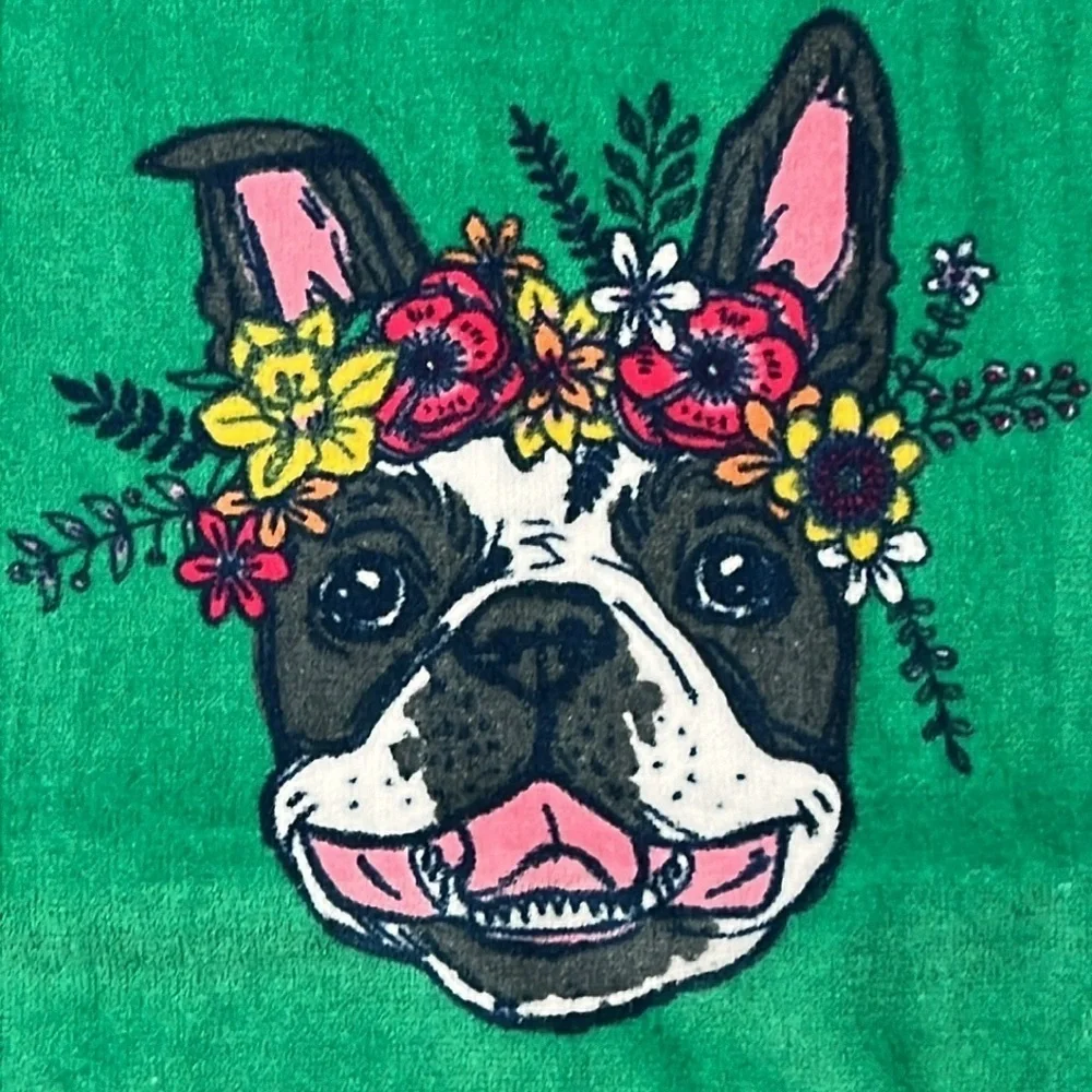 Life is Good - ‘Dogs & Flowers’ Beach Towel. 36” x 70”. NWT. Firm!